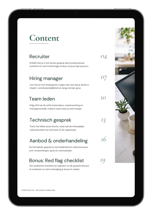 E-book guide: Positioneer jezelf strategisch met 30 sollicitatie vragen 